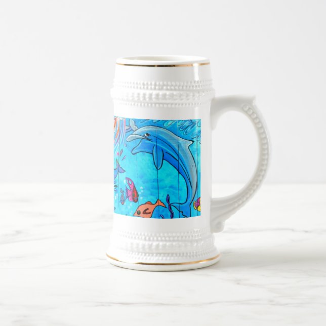 Chope À Bière dauphins riants poissons tropicaux stein (Droite)
