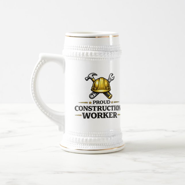Chope à bière de travailleur du bâtiment fier (Gauche)