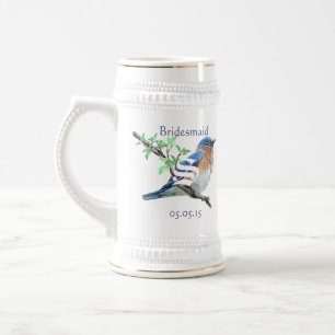 Chope À Bière Demoiselle d'honneur Stein Mariage Vintage Oiseaux