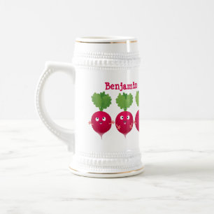 Chope À Bière Des radis mignons chantant des légumes de dessin a