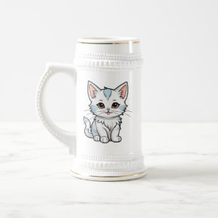 Chope À Bière Design d'art de ligne de dessin de chat stylisé-52