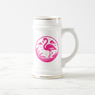 Chope À Bière Design de cercle d'été flamant rose-68730