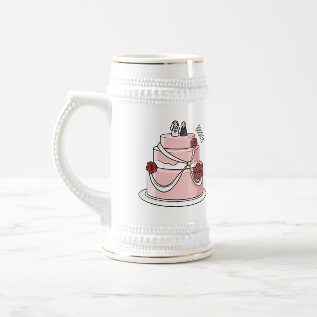 Chope À Bière dessin animé de gâteau mariage (Gauche)