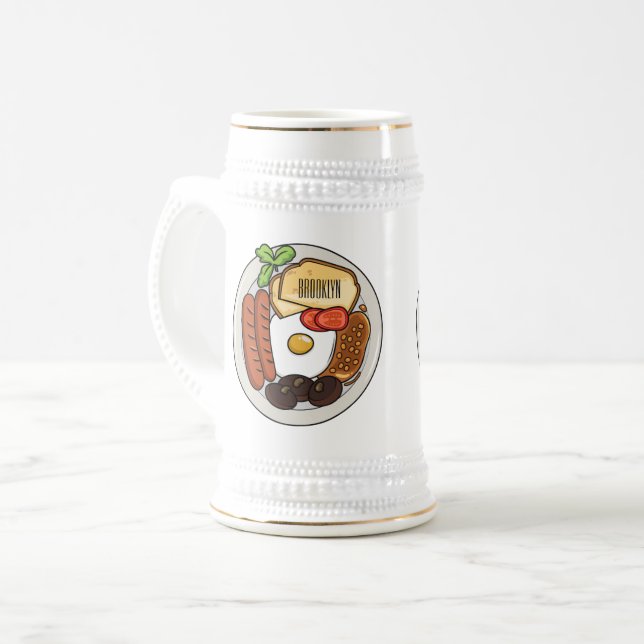 Chope À Bière dessin animé du petit-déjeuner anglais (Devant gauche)