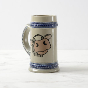 Chope À Bière dessin animé vache noir blanc rose baiser gris ani