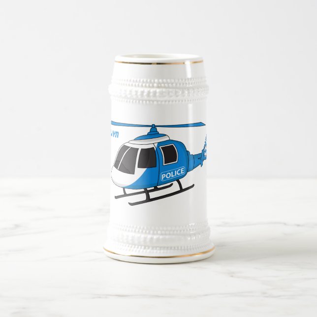 Chope À Bière Dessin d'hélicoptère du service de police mignon (Centre)