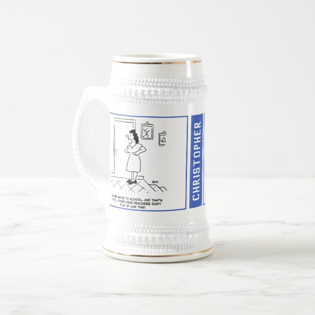 Chope À Bière Deux drapeaux thématiques d'enseignement avec nom  (Devant gauche)