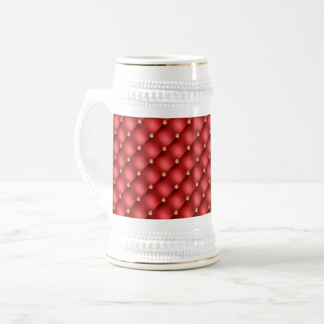 Chope À Bière Diamant Rouge Bière Tufée Stein (Devant gauche)