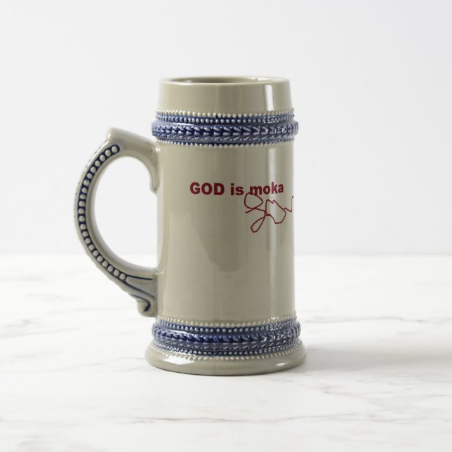 Chope À Bière Dieu est l'amour de Moka (Gauche)