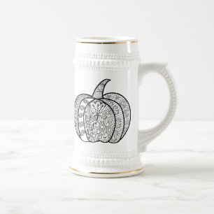 Chope À Bière Doodles d'Halloween boho mandala citrouilles Autom