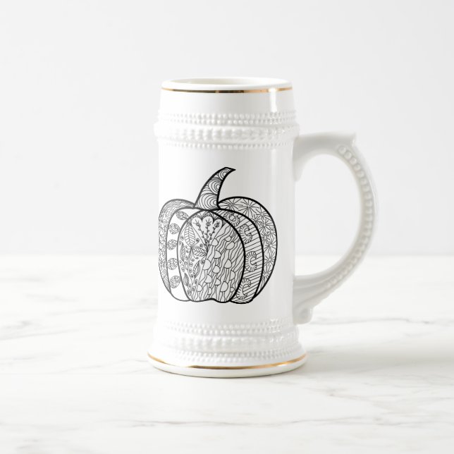 Chope À Bière Doodles d'Halloween boho mandala citrouilles Autom (Droite)