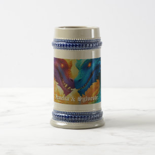 Chope À Bière Dragons colorés en amour