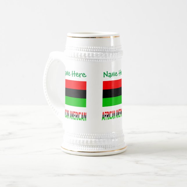 Chope À Bière Drapeau afro-américain ou diaspora vert personnel (Devant gauche)