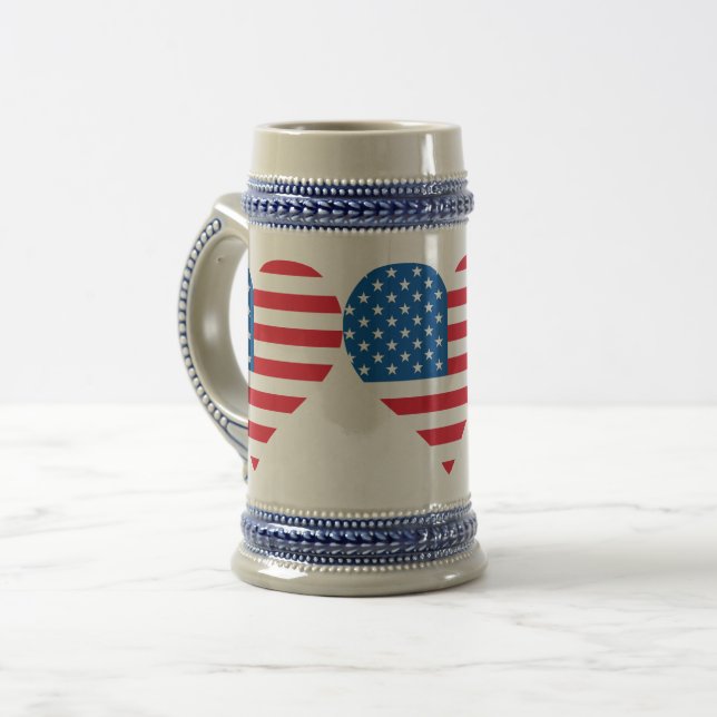 Chope À Bière Drapeau américain Gris/Bleu Stein 22 oz (Devant gauche)