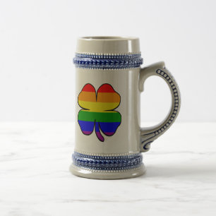 Chope À Bière Drapeau arc-en-ciel Shamrock fierté gay et lesbien