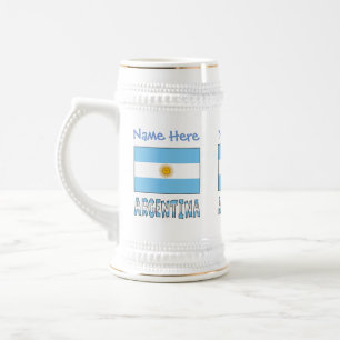 Chope À Bière Drapeau argentin Argentine Personnalisation Nom Bl