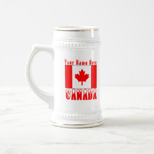 Chope À Bière Drapeau canadien Canada enneigé et votre nom 2