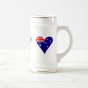 Chope À Bière Drapeau cœur funky d'Australie Bordure rouge