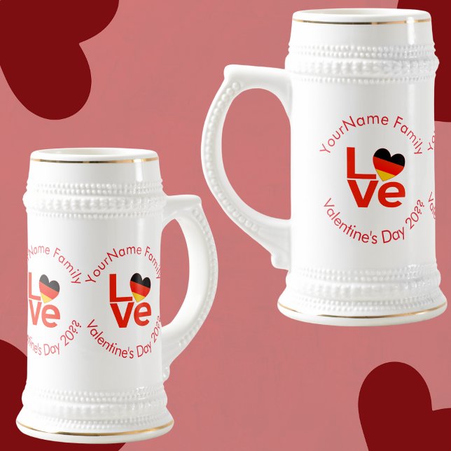 Chope À Bière Drapeau de coeur allemand Deutsch Red LOVE (Créateur téléchargé)
