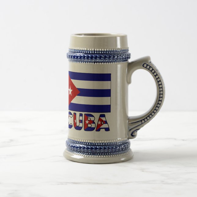 Chope À Bière Drapeau de Cuba et mot bandes bleu foncé (Droite)