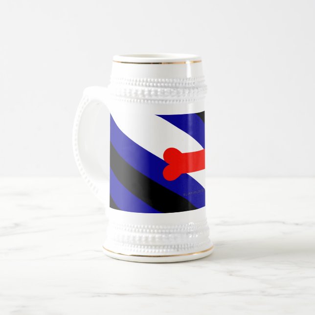 Chope À Bière Drapeau de fierté de jeu de chiots de SlipperyJoe  (Devant gauche)