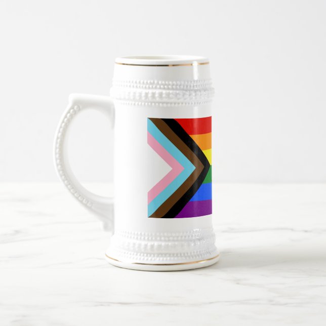Chope À Bière Drapeau de fierté Progress Pride de SlipperyJoe si (Gauche)