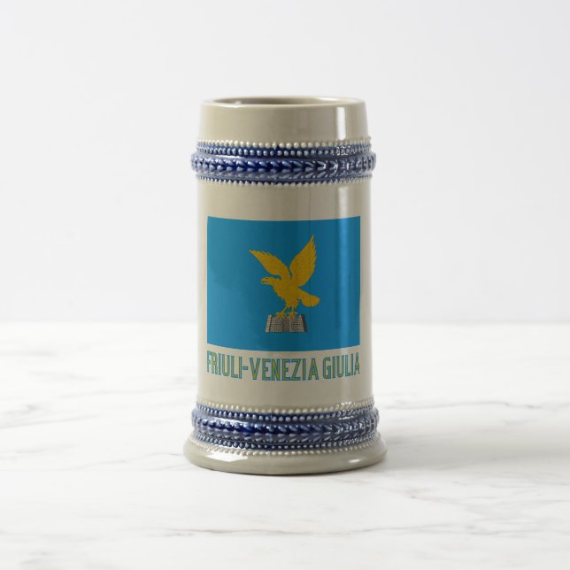 Chope À Bière Drapeau de Friuli-Venezia Giulia avec le nom (Centre)