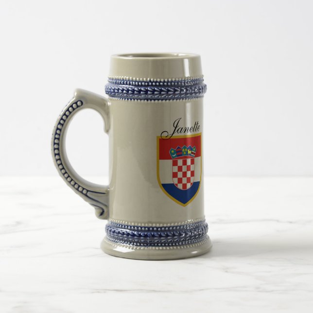Chope À Bière Drapeau de la Croatie personnalisé (Gauche)
