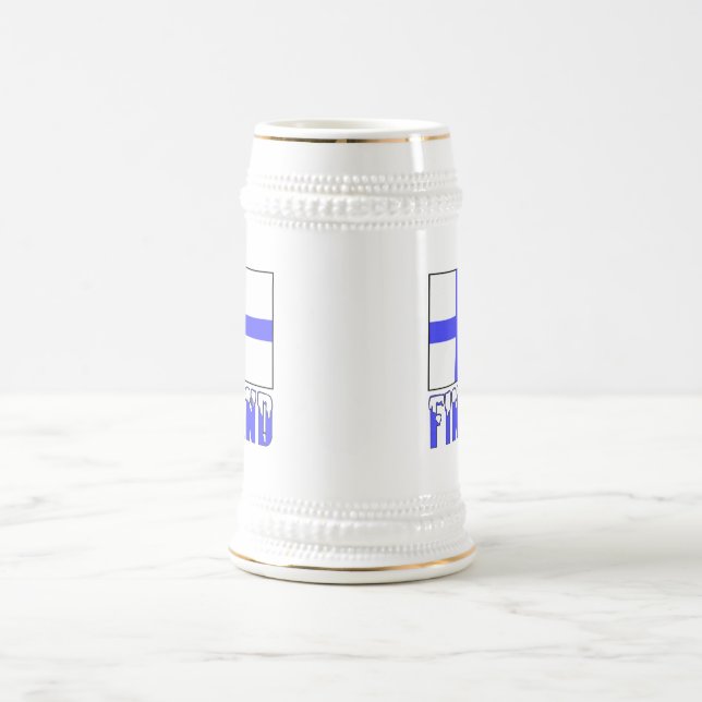 Chope À Bière Drapeau de la Finlande et nom enneigé (Centre)