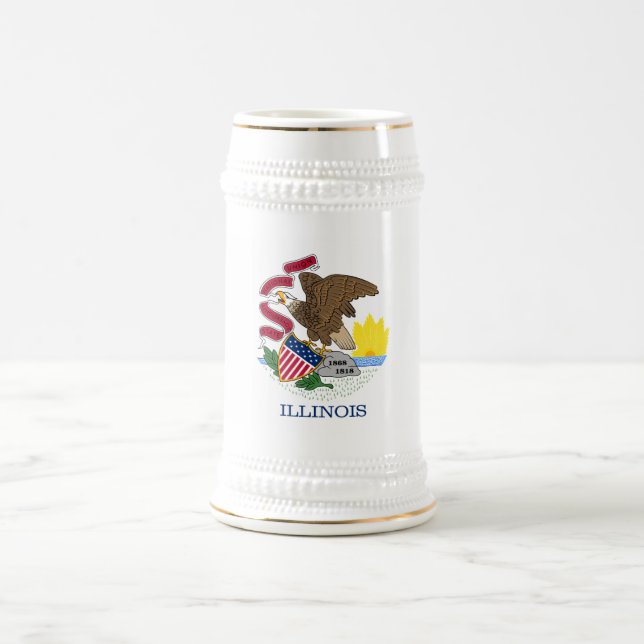 Chope À Bière Drapeau de l'État de l'Illinois (Centre)