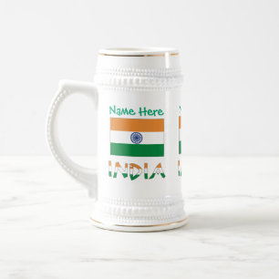 Chope À Bière Drapeau de l'Inde personnalisé