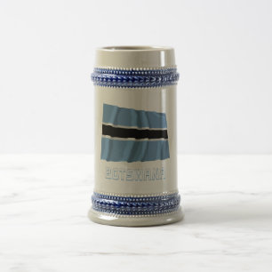 Chope À Bière Drapeau de ondulation du Botswana avec le nom