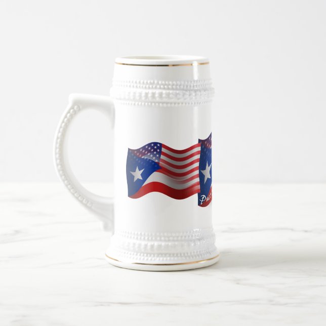 Chope À Bière Drapeau de ondulation Rican-Américain de Puerto (Gauche)