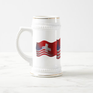 Chope À Bière Drapeau de ondulation Suisse-Américain