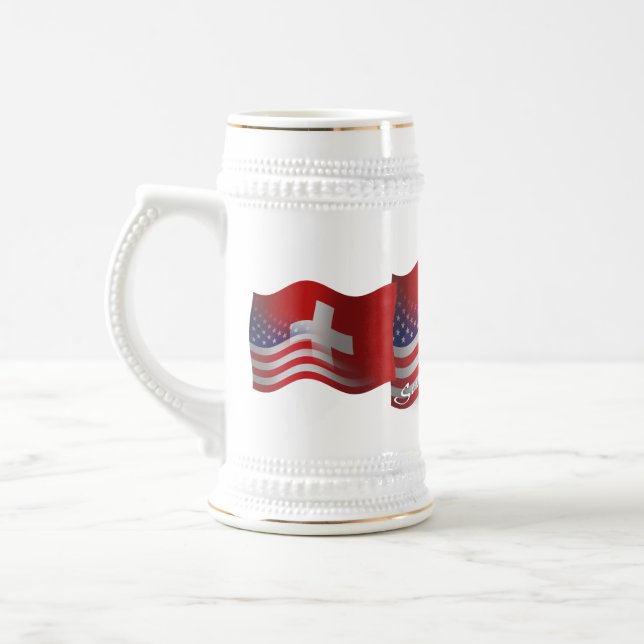 Chope À Bière Drapeau de ondulation Suisse-Américain (Gauche)