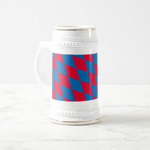 Chope À Bière Drapeau diamant Bavière Bleu et Rouge