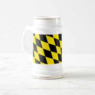 Chope À Bière Drapeau diamant de Bavière noire et jaune Motif