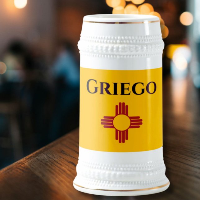 Chope À Bière Drapeau du Nouveau Mexique avec symbole Zia (Créateur téléchargé)
