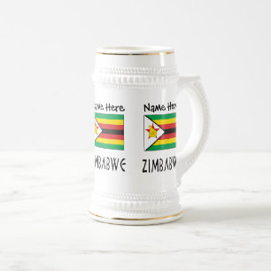 Chope À Bière Drapeau du Zimbabwe Nom personnalisé