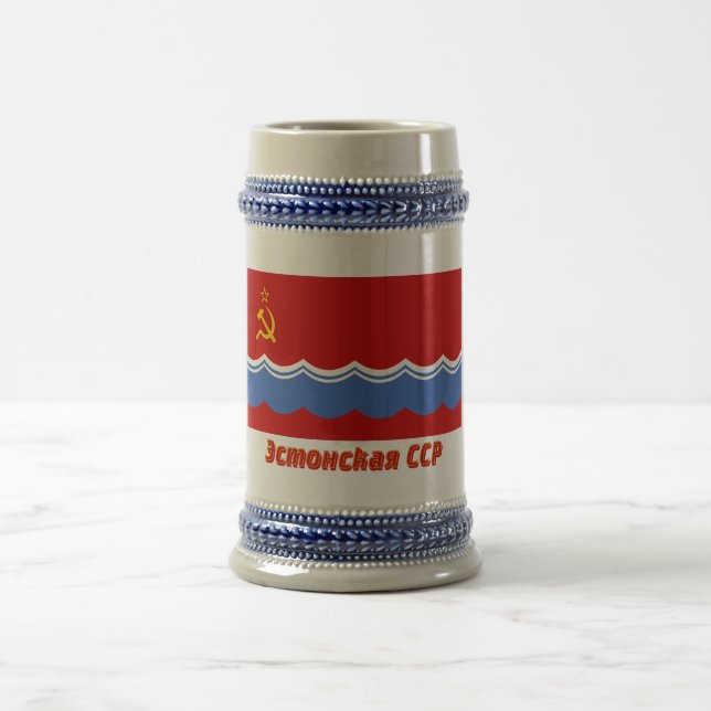 Chope À Bière Drapeau estonien de SSR avec le nom (Centre)