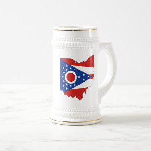 Chope À Bière Drapeau et carte d'état de l'Ohio