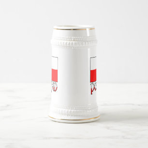 Chope À Bière Drapeau et nom de la Pologne