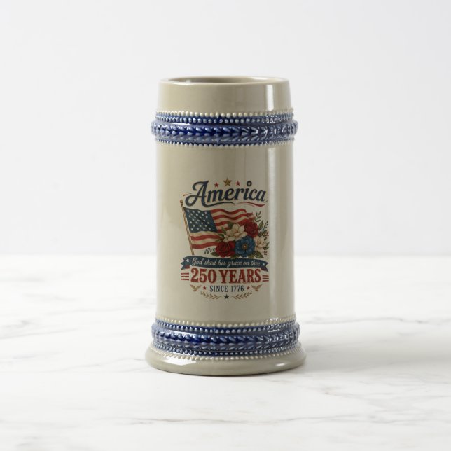 Chope À Bière Drapeau floral 250 ans d'Amérique (Centre)