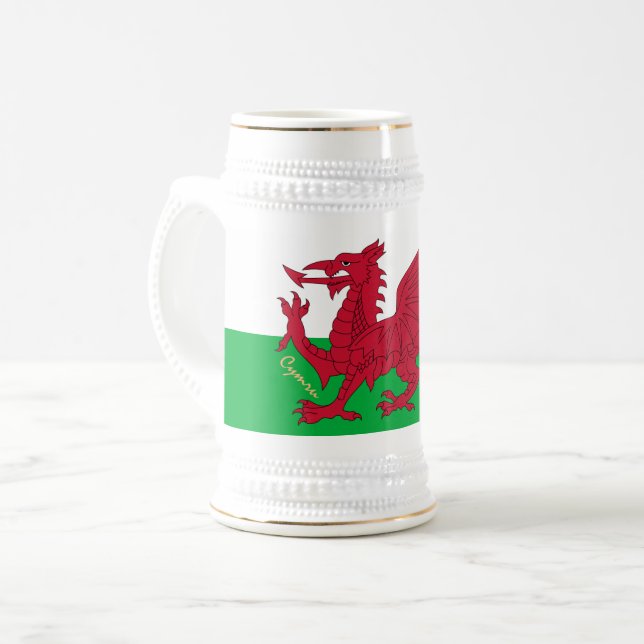 Chope À Bière Drapeau gallois & Pays de Galles, patriote cymru / (Devant gauche)