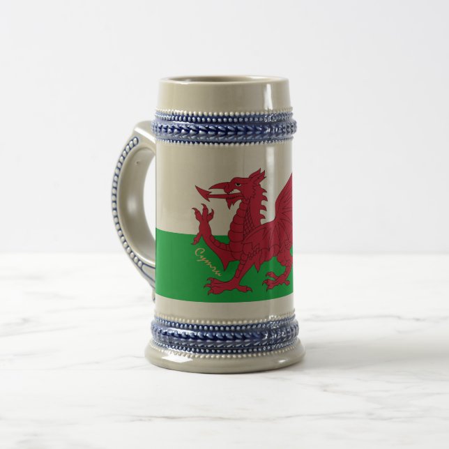 Chope À Bière Drapeau gallois & Pays de Galles, patriote cymru / (Devant gauche)