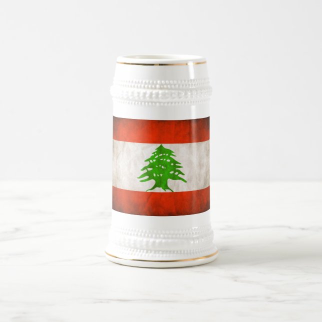 Chope À Bière Drapeau Grungy Lebanon (Centre)
