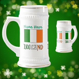 Chope À Bière Drapeau irlandais personnalisé Patrimoine