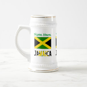 Chope À Bière Drapeau jamaïcain vert personnalisation jamaïcaine