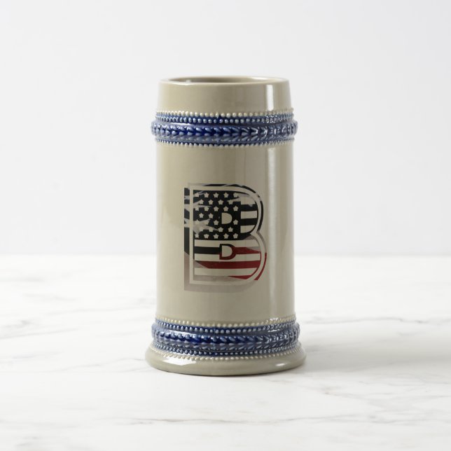 Chope À Bière Drapeau Monogramme B USA (Centre)