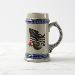 Chope À Bière Drapeau patriotique USA & Football avec Aigle